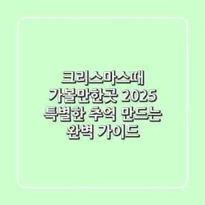 크리스마스때 가볼만한곳 2025: 특별한 추억 만드는 완벽 가이드