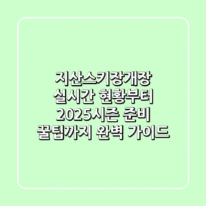 지산스키장개장 실시간 현황부터 2025시즌 준비 꿀팁까지 완벽 가이드