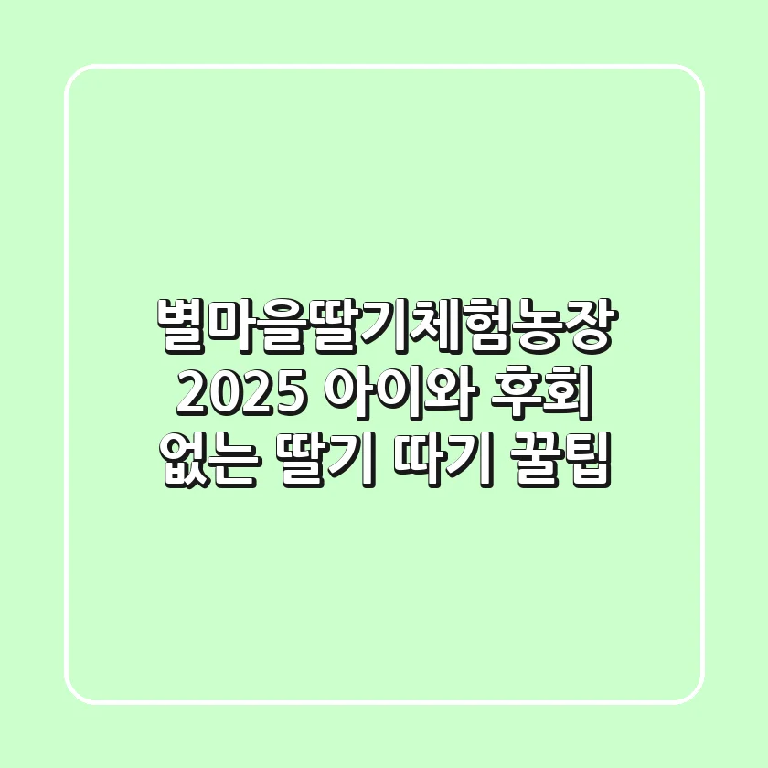 별마을딸기체험농장 2025, 아이와 후회 없는 딸기 따기 꿀팁
