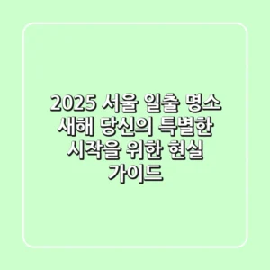 2025 서울 일출 명소: 새해, 당신의 특별한 시작을 위한 현실 가이드
