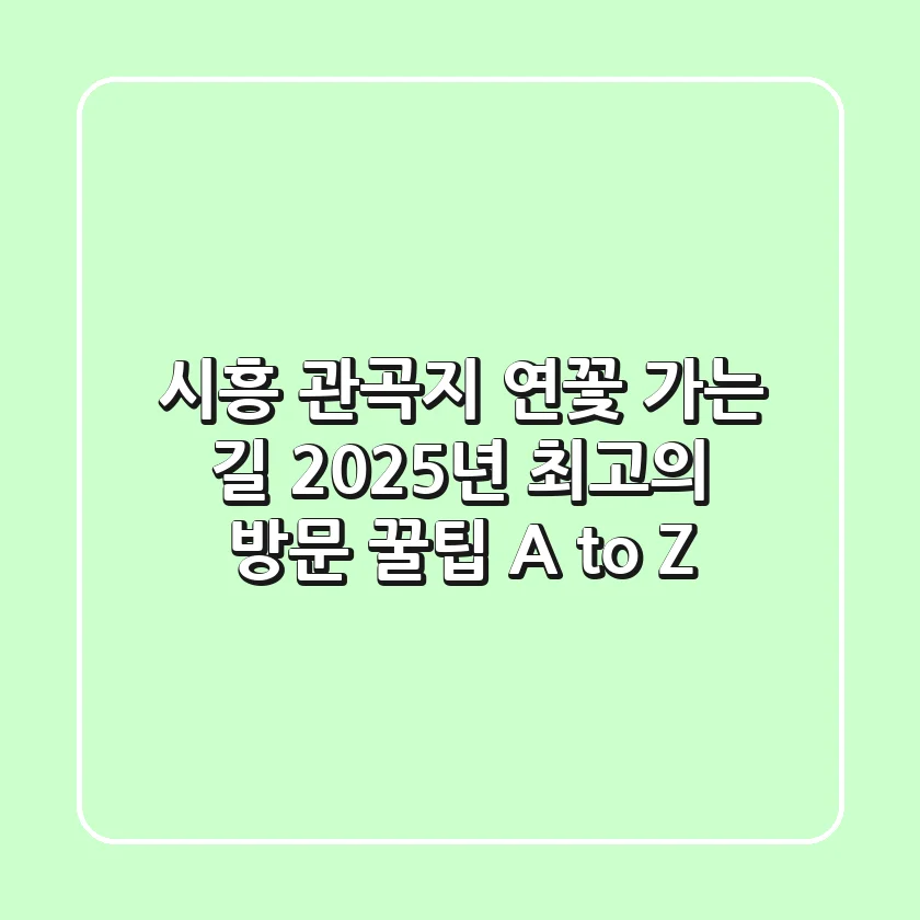 시흥 관곡지 연꽃 가는 길, 2025년 최고의 방문 꿀팁 A to Z