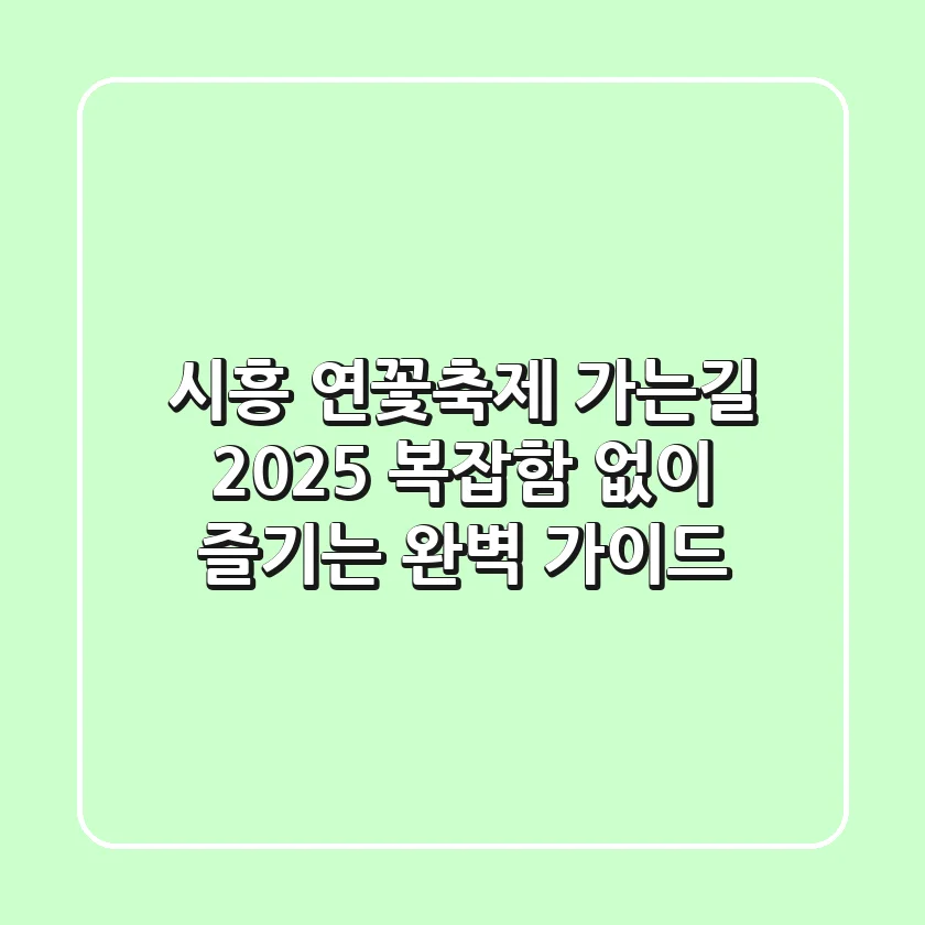시흥 연꽃축제 가는길 2025, 복잡함 없이 즐기는 완벽 가이드