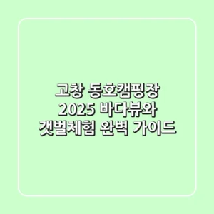 고창 동호캠핑장 2025, 바다뷰와 갯벌체험 완벽 가이드