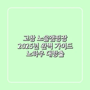 고창 노을캠핑장, 2025년 완벽 가이드! 노하우 대방출