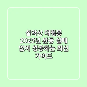 설악산 대청봉, 2025년 완등! 실패 없이 성공하는 최신 가이드