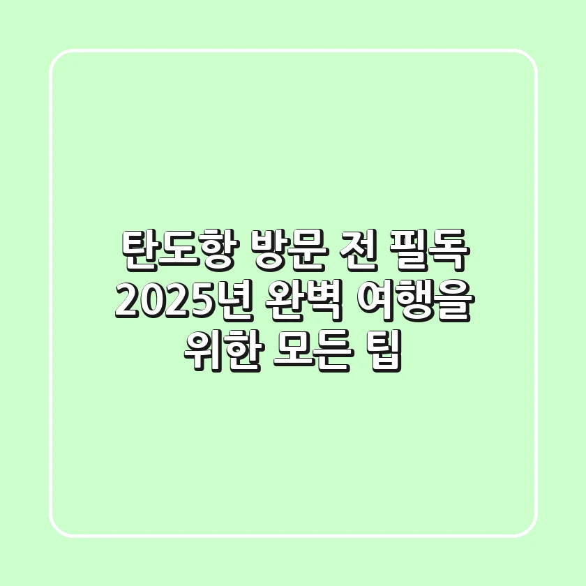 탄도항 방문 전 필독! 2025년 완벽 여행을 위한 모든 팁