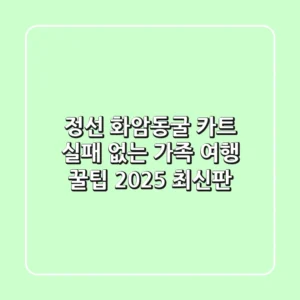 정선 화암동굴 카트: 실패 없는 가족 여행 꿀팁 (2025 최신판)