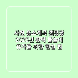 사천 용소계곡 캠핑장: 2025년 완벽 물놀이 휴가를 위한 현실 팁!