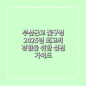 부산근교 꽃구경: 2025년 최고의 경험을 위한 실전 가이드