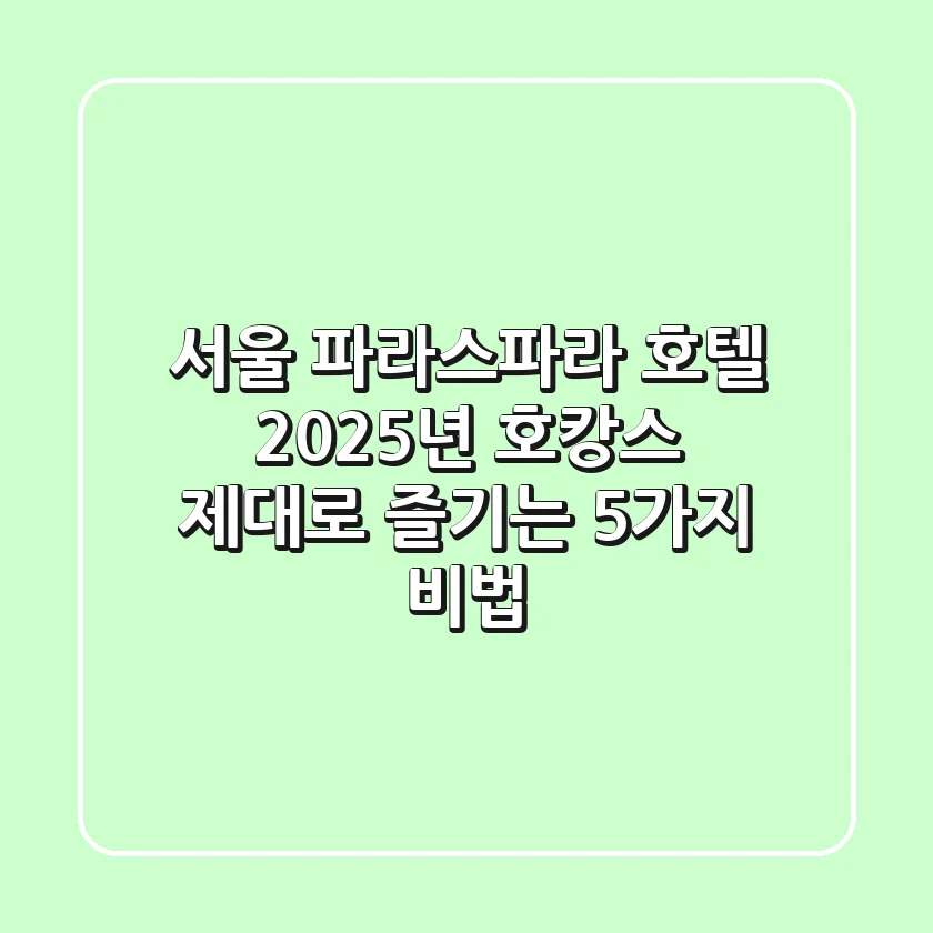 서울 파라스파라 호텔, 2025년 호캉스 제대로 즐기는 5가지 비법