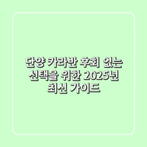 단양 카라반, 후회 없는 선택을 위한 2025년 최신 가이드