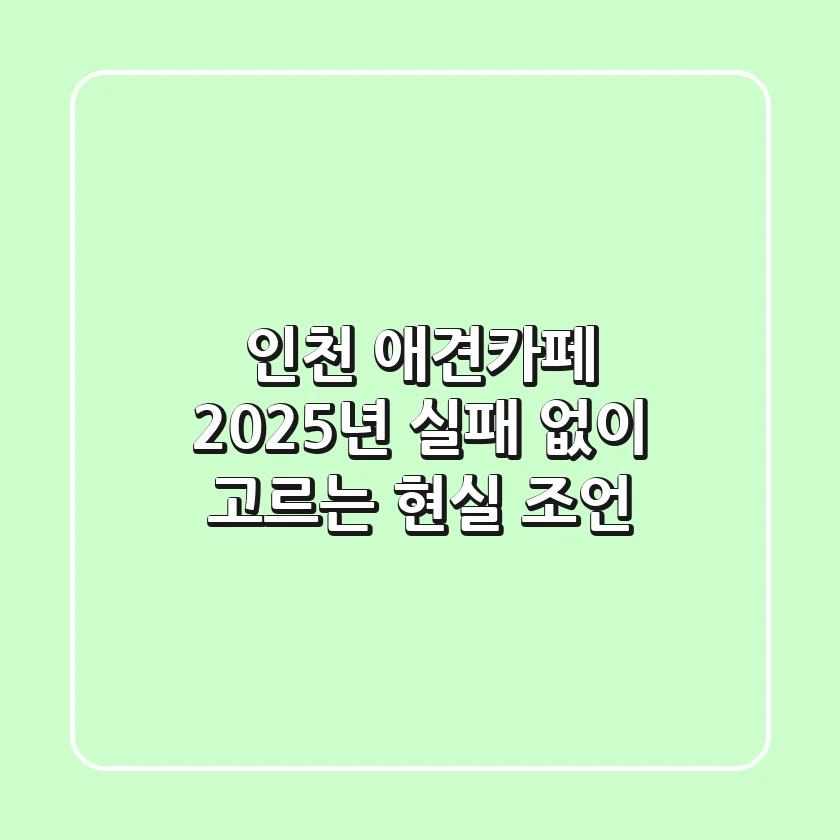인천 애견카페, 2025년 실패 없이 고르는 현실 조언