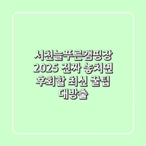 서천늘푸른캠핑장 2025, 진짜 놓치면 후회할 최신 꿀팁 대방출!