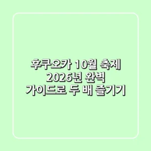 후쿠오카 10월 축제, 2026년 완벽 가이드로 두 배 즐기기