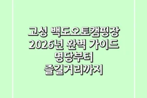 고성 백도오토캠핑장 2026년 완벽 가이드: 명당부터 즐길거리까지