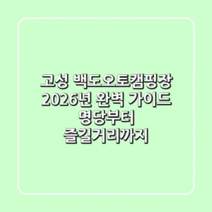 고성 백도오토캠핑장 2026년 완벽 가이드: 명당부터 즐길거리까지