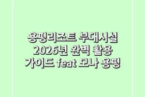 용평리조트 부대시설, 2026년 완벽 활용 가이드 (feat. 모나 용평)