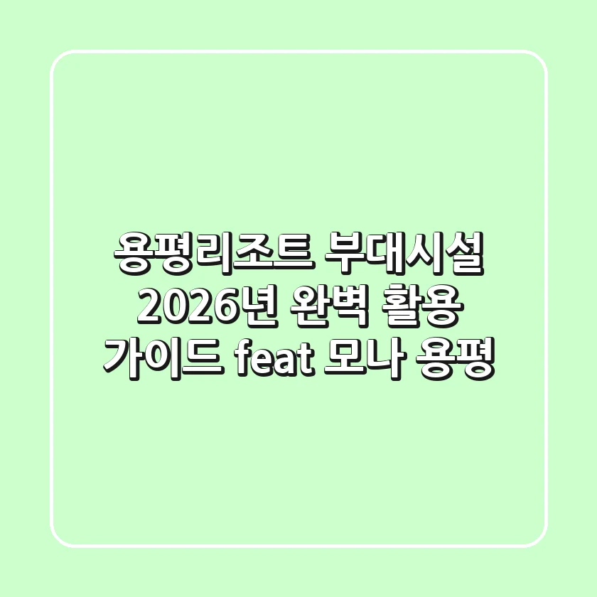 용평리조트 부대시설, 2026년 완벽 활용 가이드 (feat. 모나 용평)