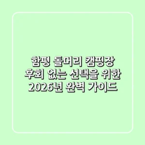 함평 돌머리 캠핑장, 후회 없는 선택을 위한 2026년 완벽 가이드